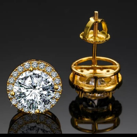 Certified 4ct. t.w. Moissanite Diamond Round Halo Stud Earrings NEW - Picture 5 of 13